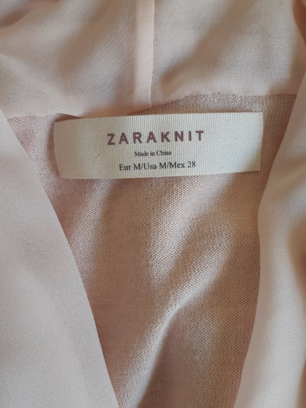 *NWOT Zara Rayon Knit Chiffon Shawl Collar Cardigan Soft Ballet Pink Medium - Picture 4 of 11